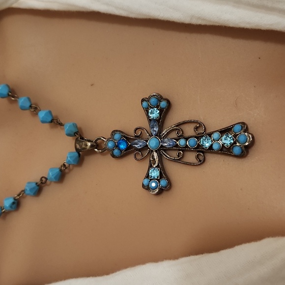 Turquoise Cross & Chain - Picture 1 of 4
